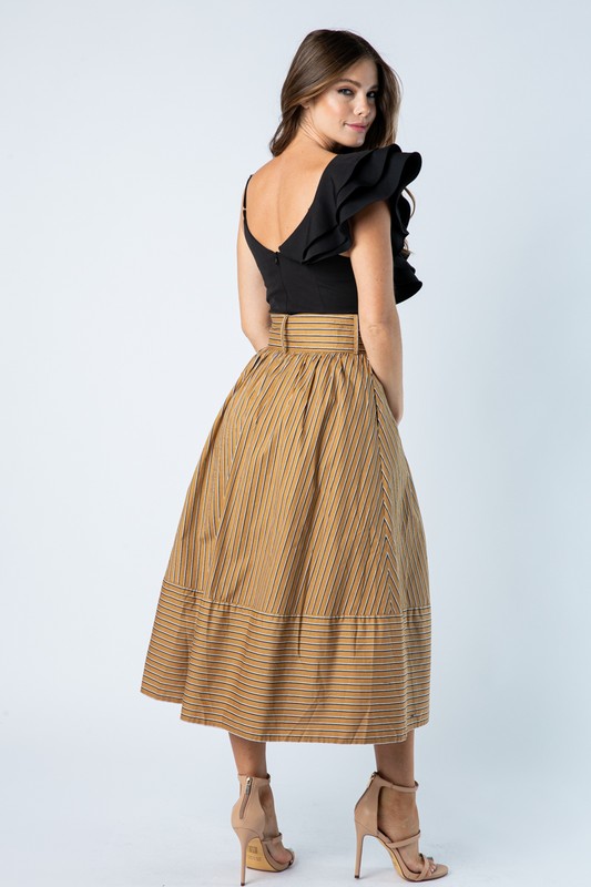 Let Me Go Striped Midi Skirt