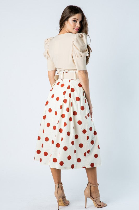 Ivory Polka Dots Skirt