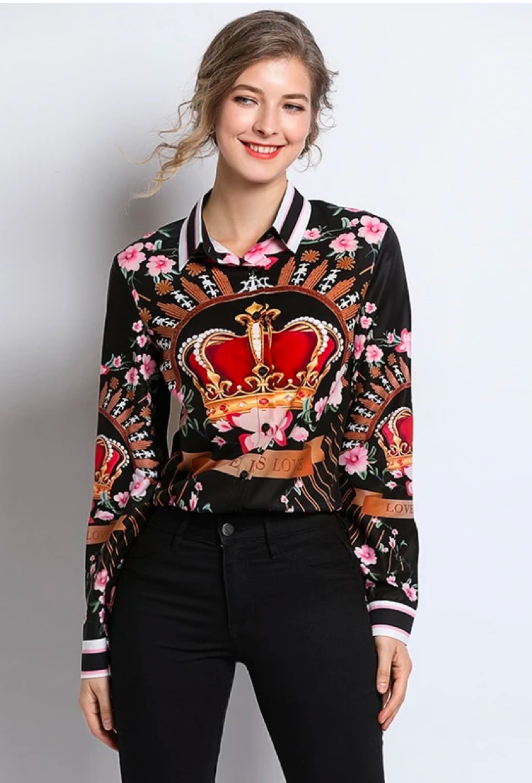 Ruffled Patchwork Floral Lady Top