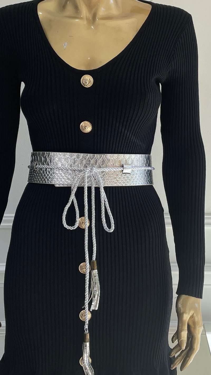 Jeweled Buckle Faux Leather Belt