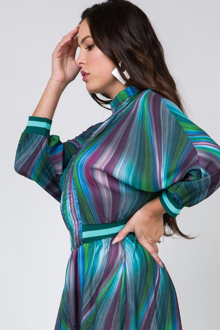 Isabella Stripe Flare Midi Dress