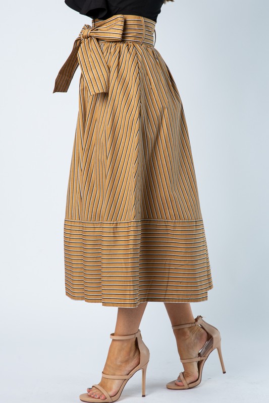 Let Me Go Striped Midi Skirt