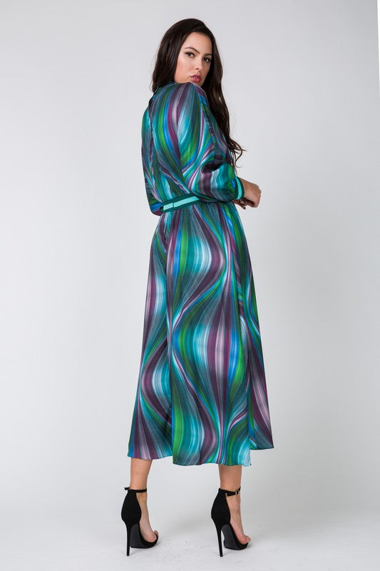 Isabella Stripe Flare Midi Dress