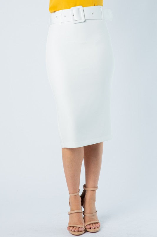 White Pencil Midi Skirt