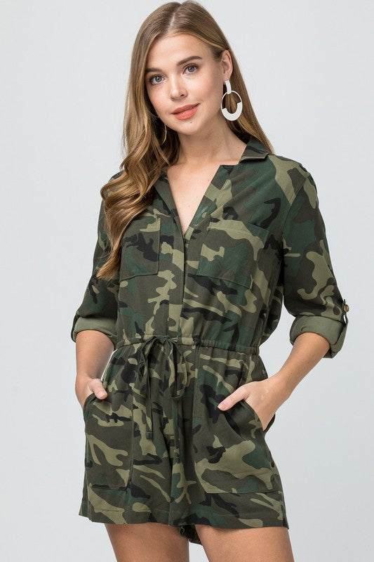 Camouflage Cargo Romper