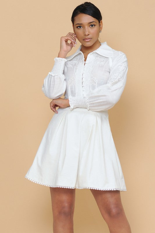 white long sleeve flowy dress White long sleeve flowy Dress Raw Linen – District Runway