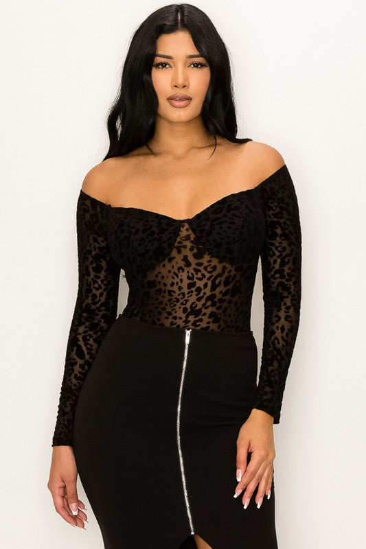 Long Sleeve Black Lace BodySuit