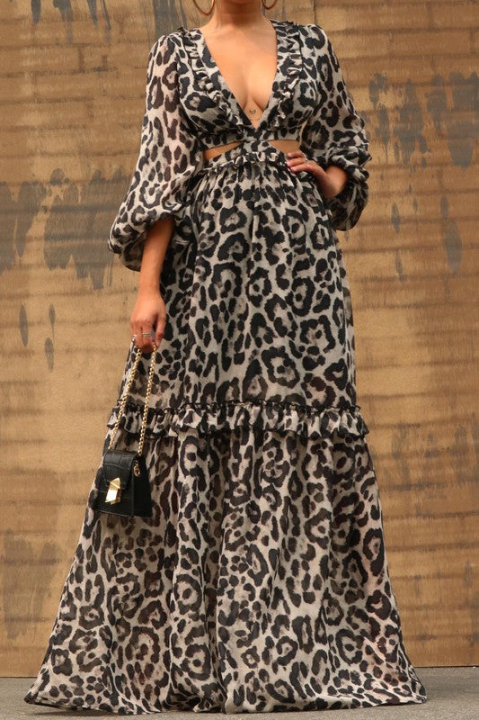 work of art long sleeve maxi dress AKIRA Work Of Art Satin Maxi Dress