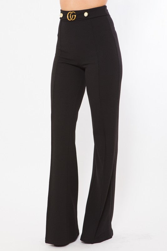 Victoria High Waisted Spandex Pants With Belt