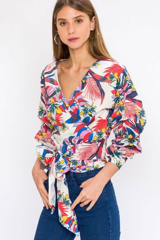 RED MULTI FLORAL TOP