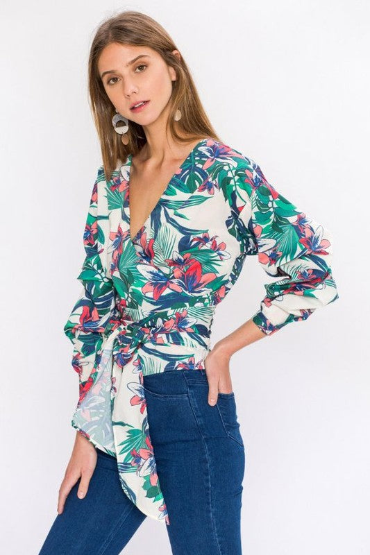 GREEN MULTI FLORAL TOP