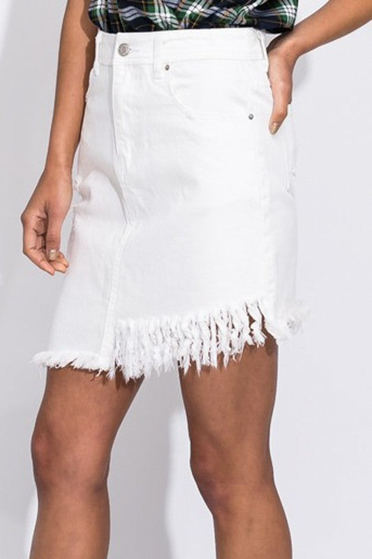 Yesss Girl White Denim Skirt