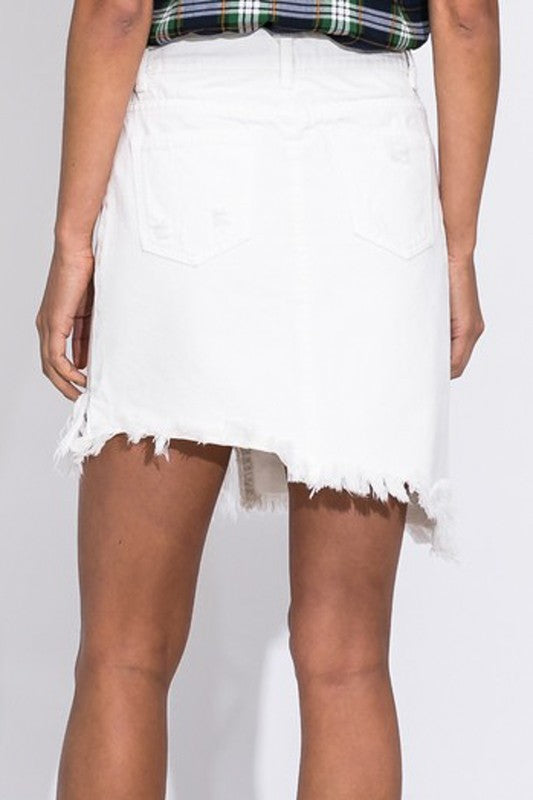 Yesss Girl White Denim Skirt