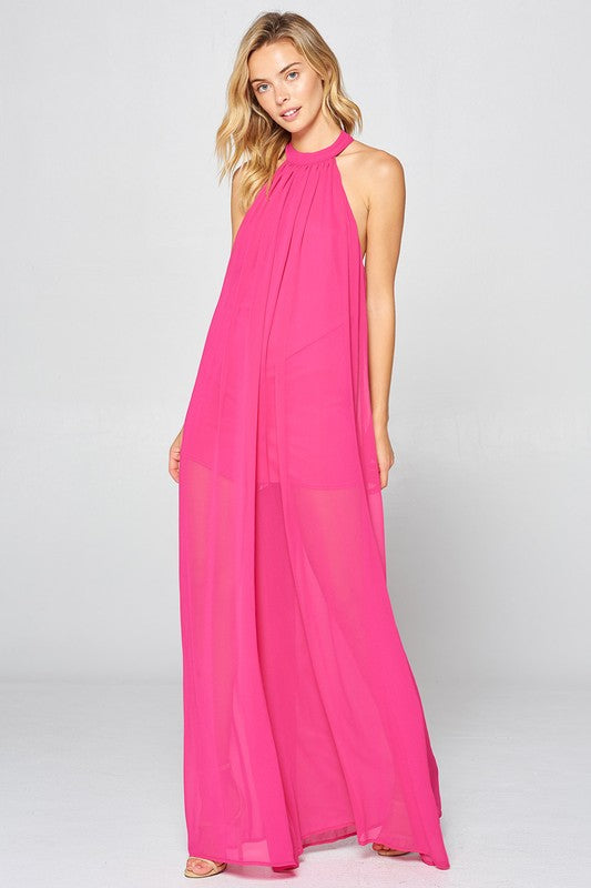 Stay With Me Jumpsuit Magenta Color