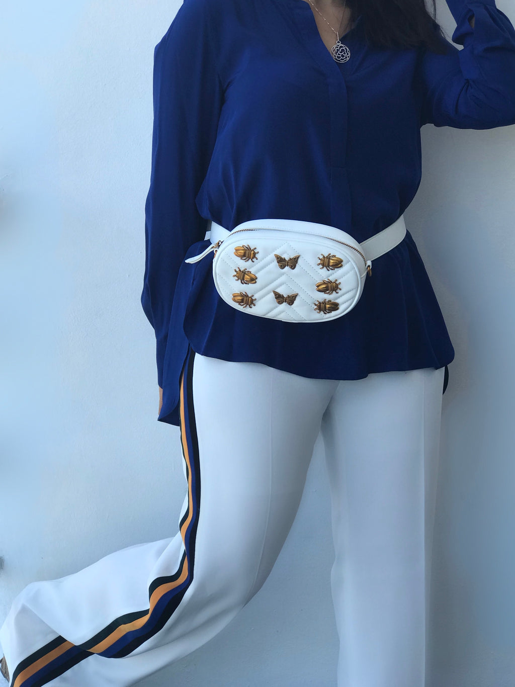 WHITE MARMONT LEATHER BELT BAG