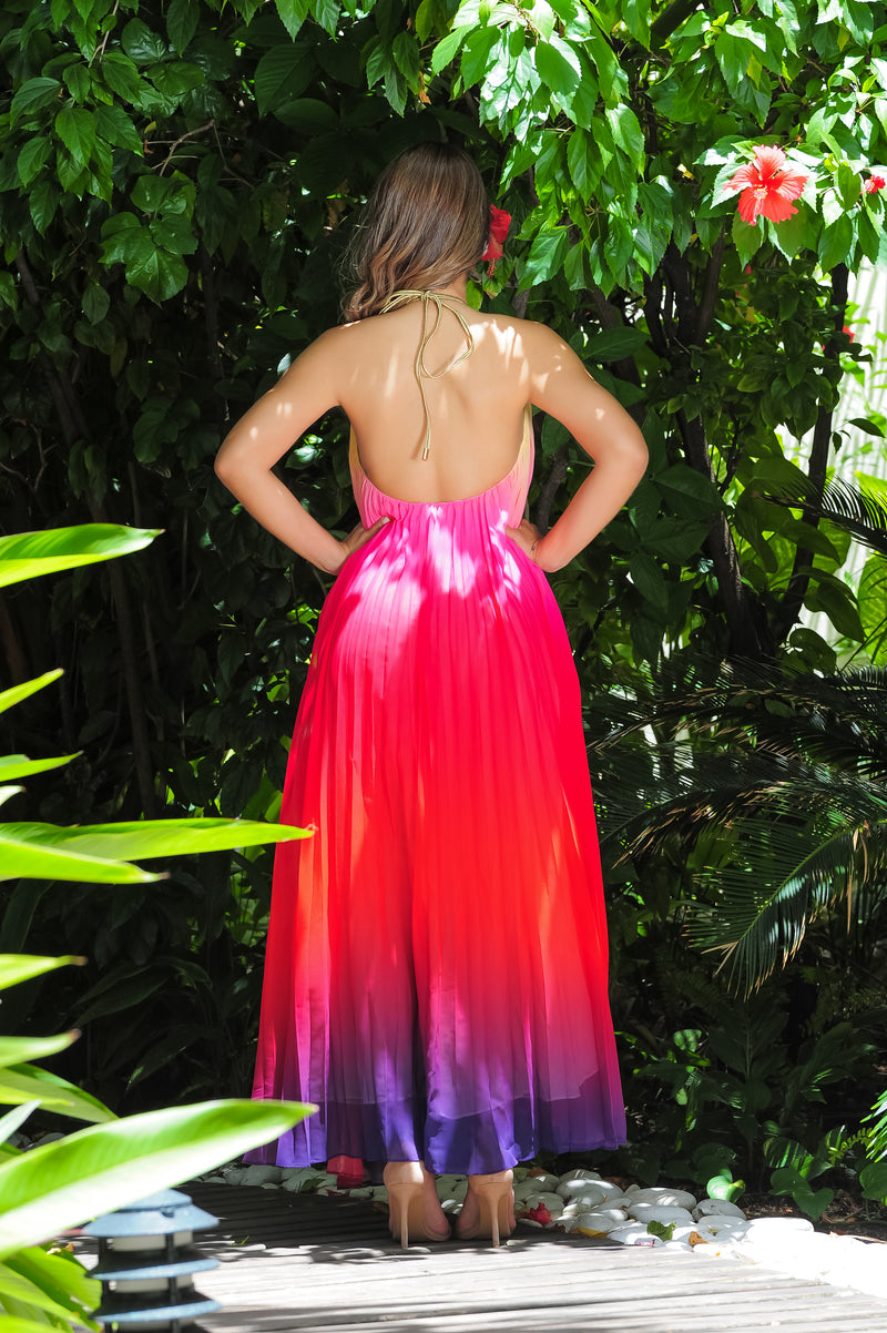 rainbow halter dress Tie Dye Rainbow Halter Crochet Dress Size Large