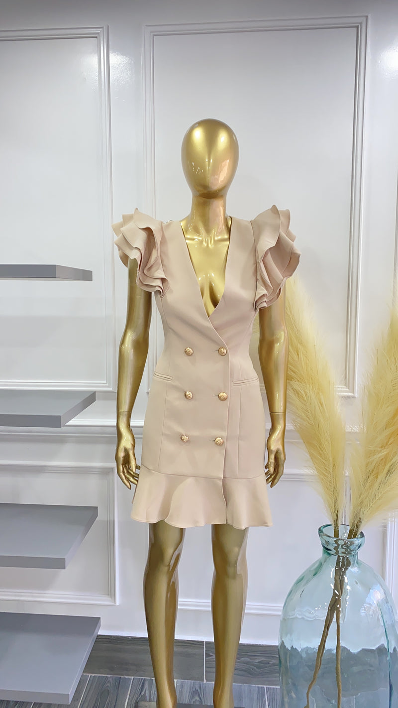 Monique Tuxedo Flying Sleeves Mini Dress