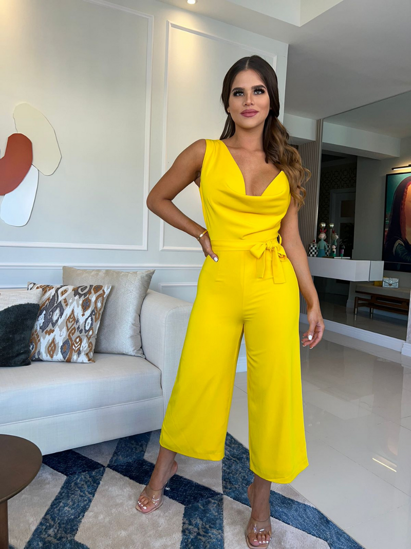 Yellow top culotte jumpsuit