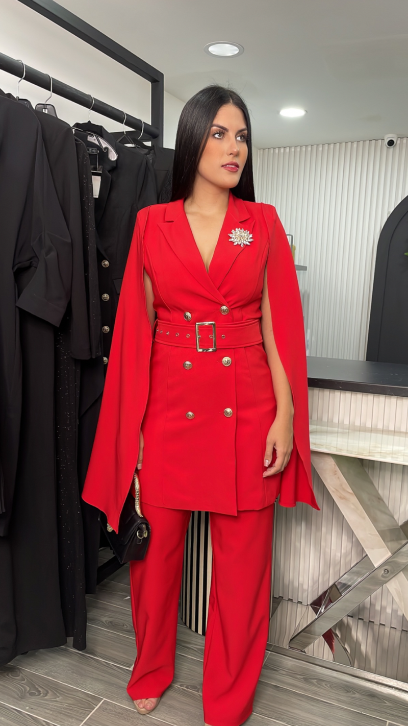 Buy Meesa Red Cotton Poplin Double Breasted Blazer And Pant Set Online |  Aza Fashions