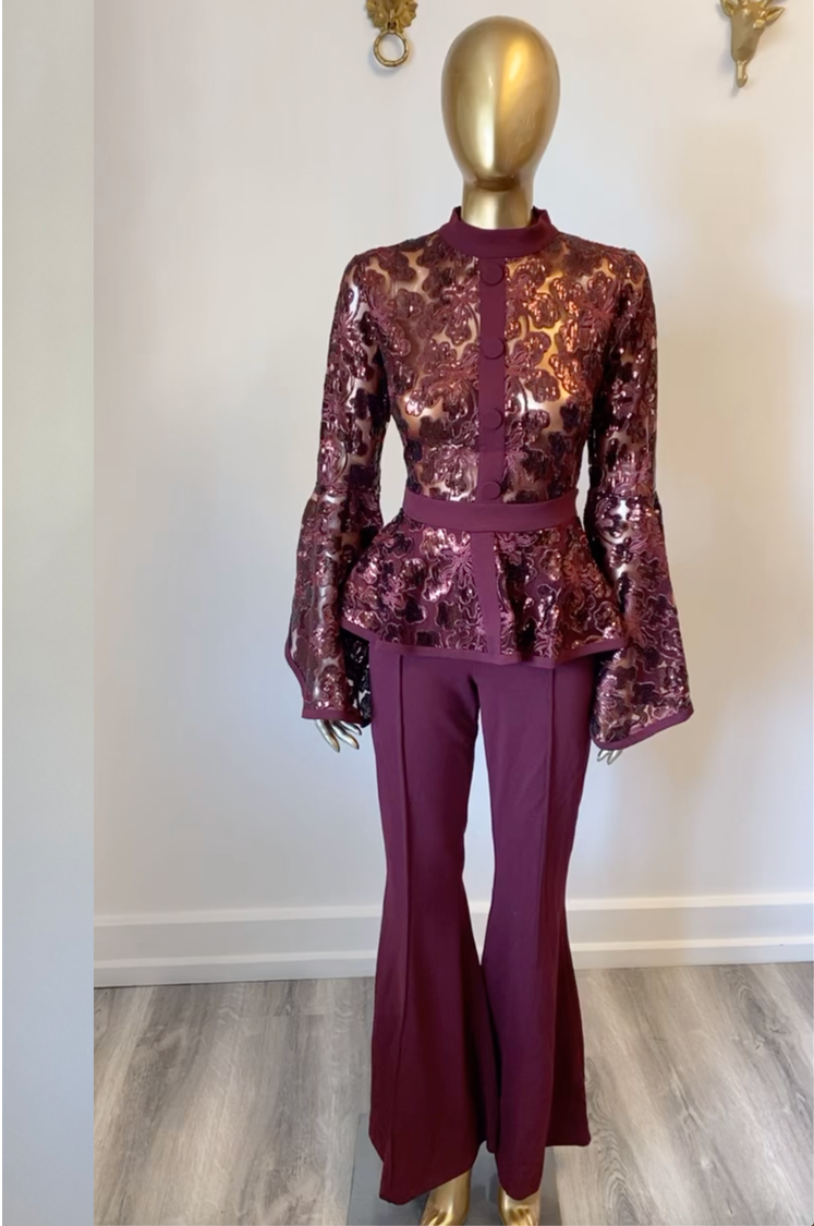 Sequin Burgundy Jumpsuit