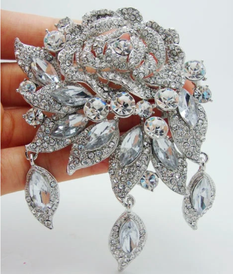 Elegant Broch Pin Bridal Brooch Bigger Bigger Size - Silver