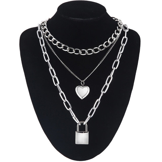 Chick Girl Double layer Lock Chain Necklace